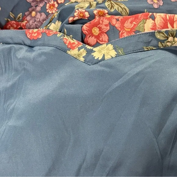 Torrid Dress Challis Sweetheart 1X Blue Floral Pockets Midi Fit Flare Cottage - Picture 4 of 9